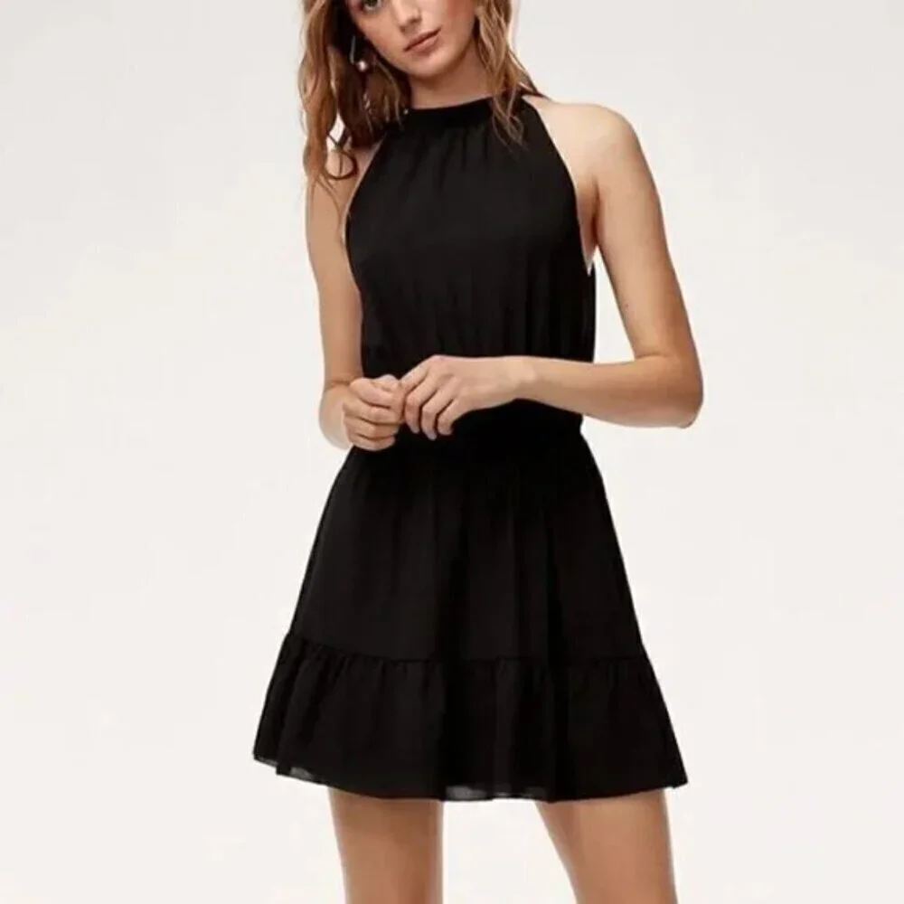 Aritzia Wilfred Effet Halter Ruffle Dress Black Size XS